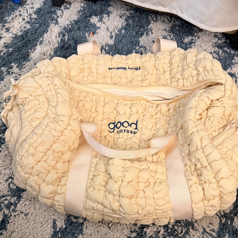 Cream Quilted Carryall Bag